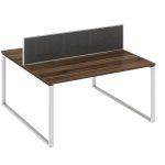 WorkSmart Series Double-Sided Desks with Desktop and Screen - Loop Frame