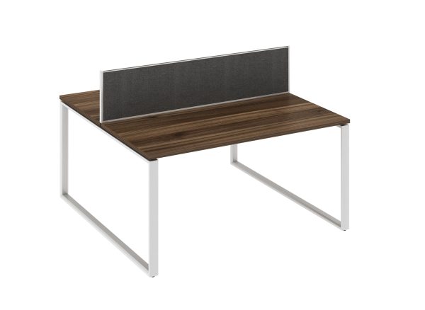 WorkSmart Series Double-Sided Desks with Desktop and Screen - Loop Frame
