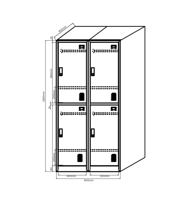 4 DOOR METAL STORAGE LOCKER – EXTRA SPACE, LIGHT GREY GOPHD-LK204PS - Image 10
