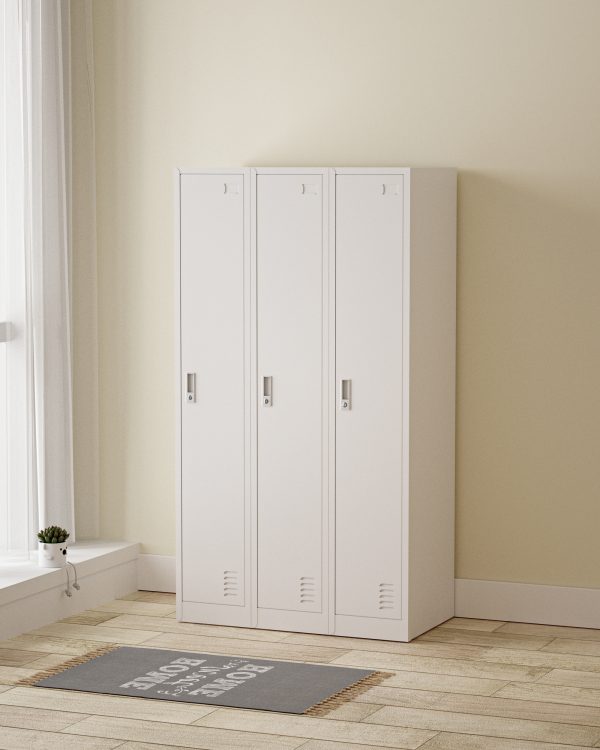 3 DOOR METAL STORAGE LOCKER – LIGHT GREY (EXTRA WIDTH) GOPHD-LK303S