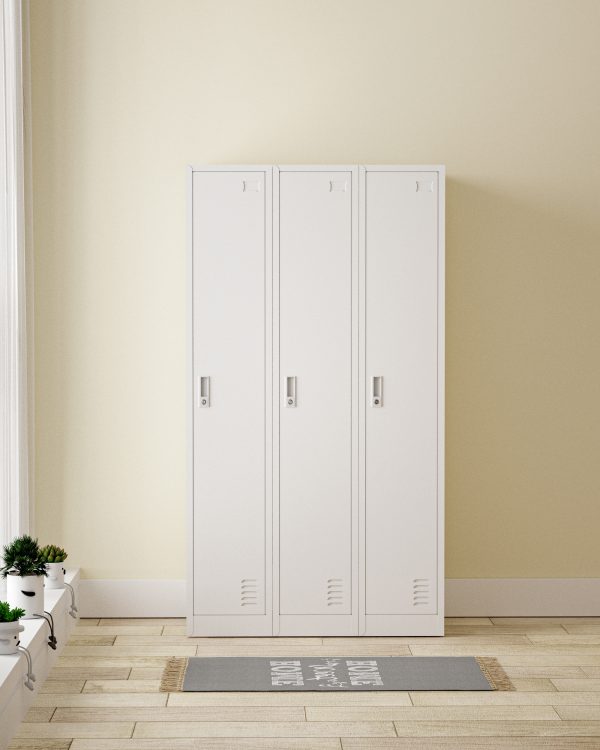 3 DOOR METAL STORAGE LOCKER – LIGHT GREY (EXTRA WIDTH) GOPHD-LK303S - Image 2