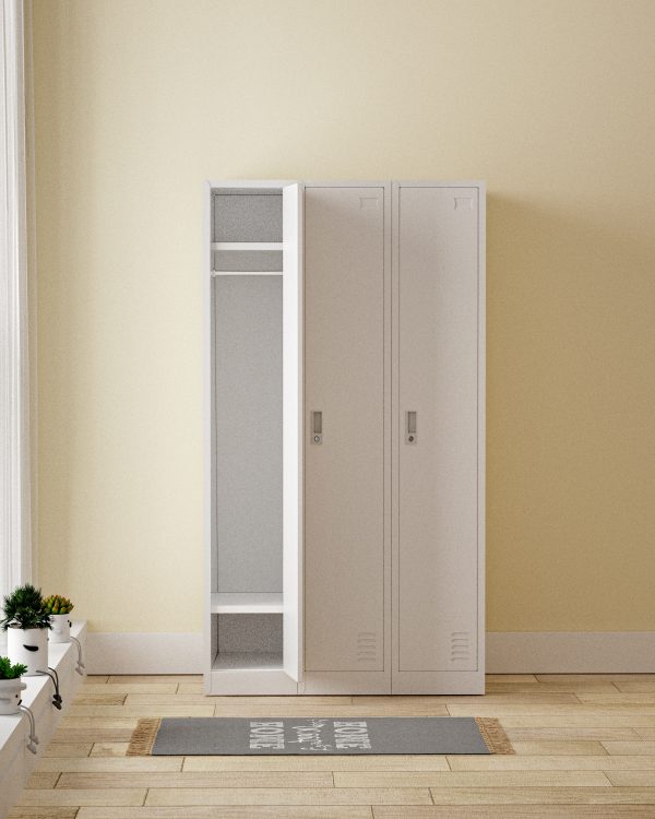 3 DOOR METAL STORAGE LOCKER – LIGHT GREY (EXTRA WIDTH) GOPHD-LK303S - Image 3