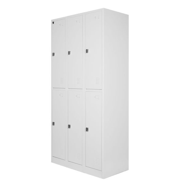 6 DOOR METAL STORAGE LOCKER – LIGHT GREY (EXTRA WIDTH) GOPHD-LK306PS - Image 3