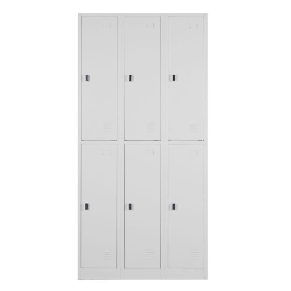 6 DOOR METAL STORAGE LOCKER – LIGHT GREY (EXTRA WIDTH) GOPHD-LK306PS - Image 2
