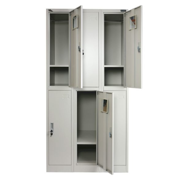 6 DOOR METAL STORAGE LOCKER – LIGHT GREY (EXTRA WIDTH) GOPHD-LK306S