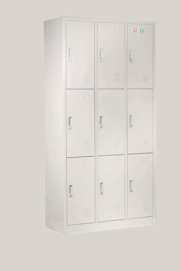 9 DOOR METAL STORAGE LOCKER – LIGHT GREY (WIDE FORMAT) GOPHD-SLK309S - Image 2