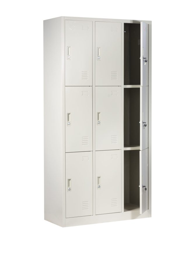 9 DOOR METAL STORAGE LOCKER – LIGHT GREY (WIDE FORMAT) GOPHD-SLK309S - Image 3