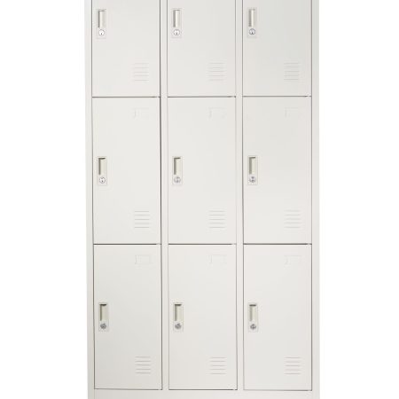 9 DOOR METAL STORAGE LOCKER – LIGHT GREY (WIDE FORMAT) GOPHD-SLK309S
