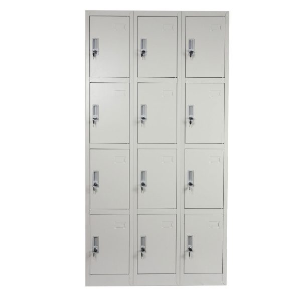 12 DOOR METAL STORAGE LOCKER – LIGHT GREY (WIDE FORMAT) GOPHD-LK312S - Image 2