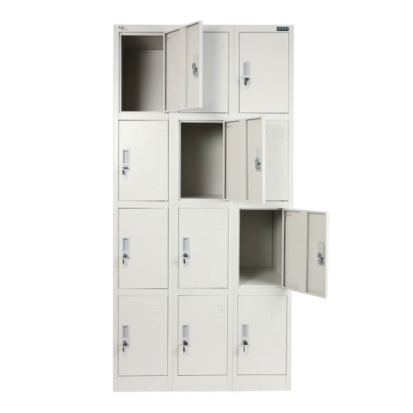 12 DOOR METAL STORAGE LOCKER – LIGHT GREY (WIDE FORMAT) GOPHD-LK312S - Image 3