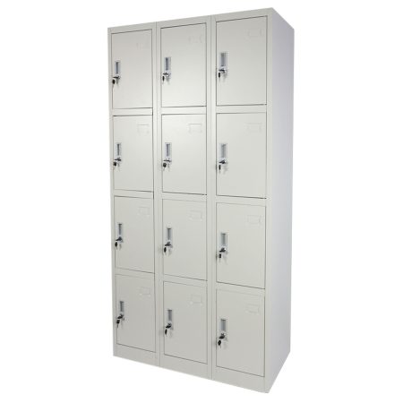 12 DOOR METAL STORAGE LOCKER – LIGHT GREY (WIDE FORMAT) GOPHD-LK312S