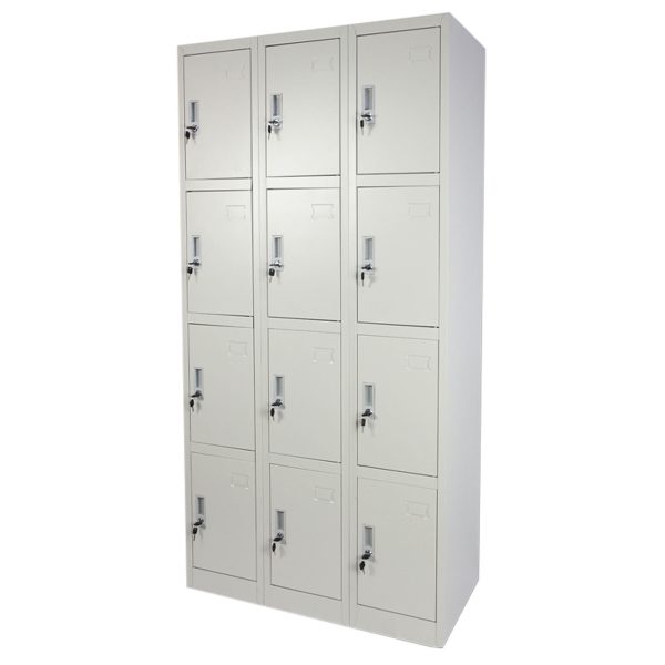 12 DOOR METAL STORAGE LOCKER – LIGHT GREY (WIDE FORMAT) GOPHD-LK312S