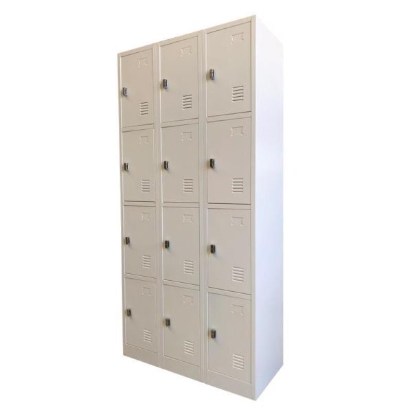 12 DOOR METAL STORAGE LOCKER – PADLOCK READY, LIGHT GREY GOPHD-LK312PS - Image 2