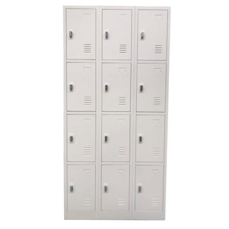 12 DOOR METAL STORAGE LOCKER – PADLOCK READY, LIGHT GREY GOPHD-LK312PS