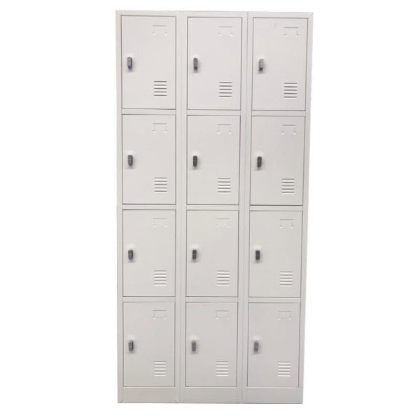 12 DOOR METAL STORAGE LOCKER – PADLOCK READY, LIGHT GREY GOPHD-LK312PS