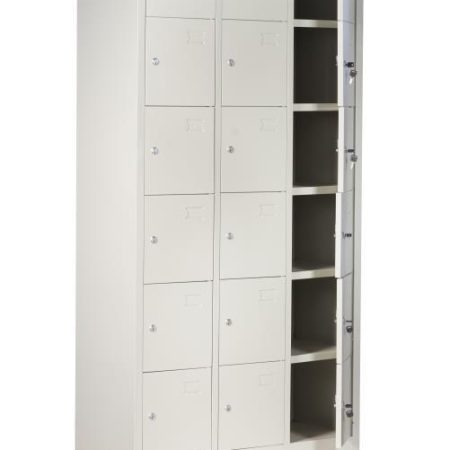 18 DOOR METAL STORAGE LOCKER – LIGHT GREY (WIDE FORMAT) GOPHD-LK318S