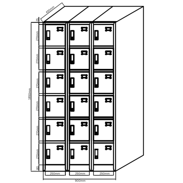 18 DOOR METAL STORAGE LOCKER – PADLOCK READY, LIGHT GREY GOPHD-LK318PS - Image 2