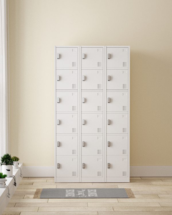18 DOOR METAL STORAGE LOCKER – PADLOCK READY, LIGHT GREY GOPHD-LK318PS - Image 3