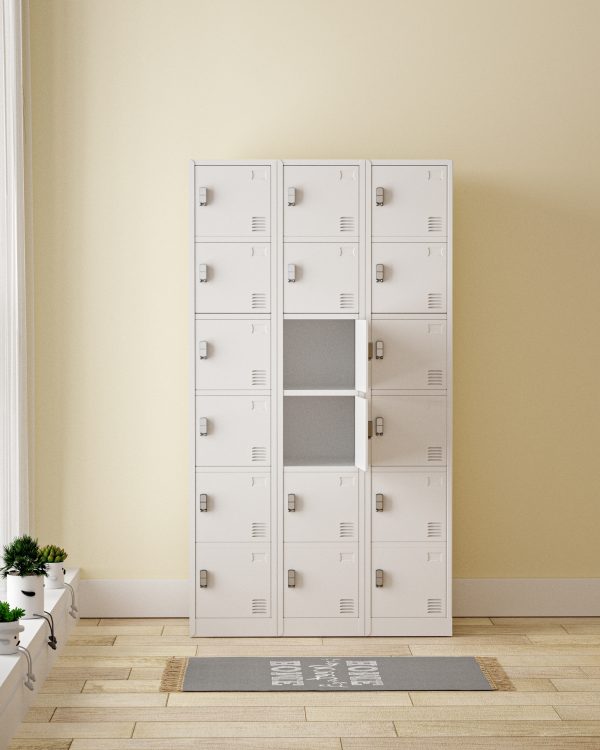 18 DOOR METAL STORAGE LOCKER – PADLOCK READY, LIGHT GREY GOPHD-LK318PS - Image 5