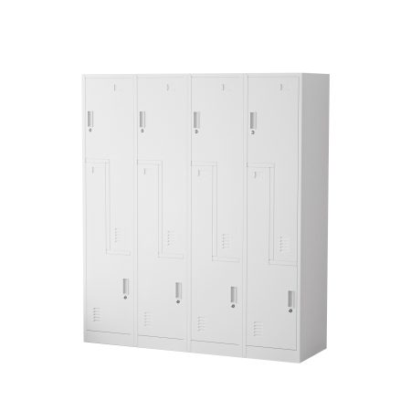 METAL STEP LOCKER – 8 DOOR (BANK OF 4) WITH CAM LOCK, LIGHT GREY