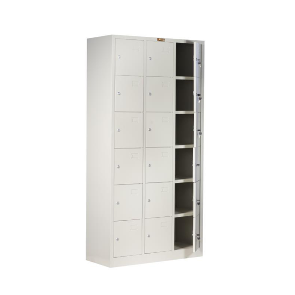 18 DOOR METAL STORAGE LOCKER – LIGHT GREY (WIDE FORMAT) GOPHD-LK318S