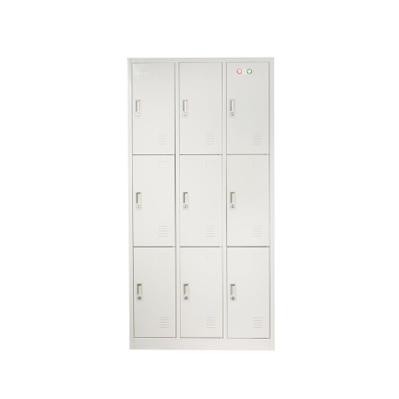 9 DOOR METAL STORAGE LOCKER – LIGHT GREY (WIDE FORMAT) GOPHD-SLK309S