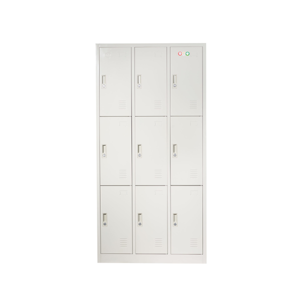 9 DOOR METAL STORAGE LOCKER – LIGHT GREY (WIDE FORMAT) GOPHD-SLK309S