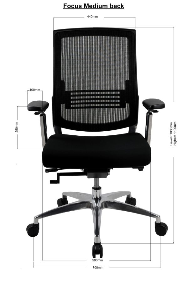 GOPZ-W14MBK FOCUS Series Mesh Chair – Medium Back - Image 6